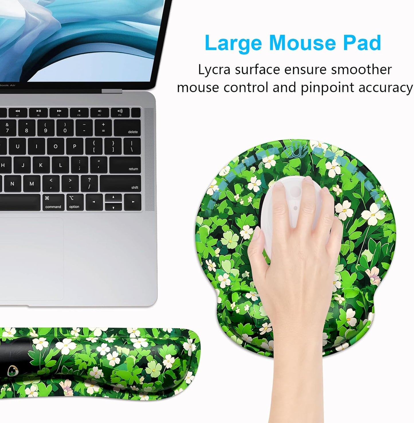 Dapesuom Keyboard Wrist Rest and Mouse Pad with Wrist Support, Cute Memory Foam Cushion for Keyboard and Mouse Set, Ergonomic Desktop Pad Rests with Non Slip Base for Easy Typing & Pain Relief, Pink