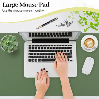Green Desk Pad and Keyboard Wrist Rest, 3in1 Mousepad + Keyboard Wrist Rest+Mouse Wrist Rest for Home Office Table Computer Cover. (31.5×15.7,Green)