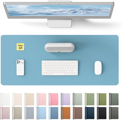 YSAGi Leather Desk Protector, Office Mat, Large Mouse Mat, Non-Slip PU Leather Blotter, Laptop Pad, Waterproof Writing Pad for Office and Home (Light Pink, 23.6" x 13.8") - Colors A