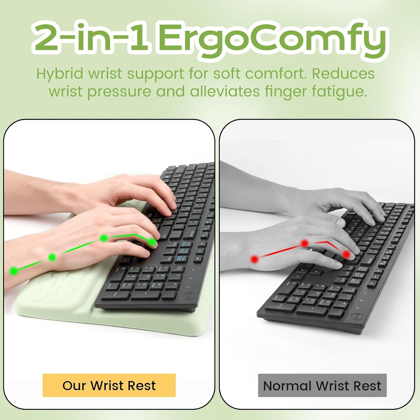 Keyboard Wrist Rest with Ergonomic Height - Computer Keyboard Stand & Soft Cushioned Pad for Wrist Pain Relief - Non-Slip Typing Support for Office, Gaming & Home (Black)