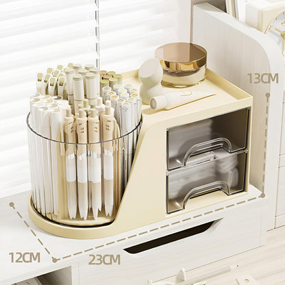 360 Degree Rotating Pencil Pen Holder for Desk , Cute Desk Pen Organizers Desktop Storage Stationery Supplies Cup Pot for Office School Home Art Supply Accessories Caddy Makeup Brush Holder White