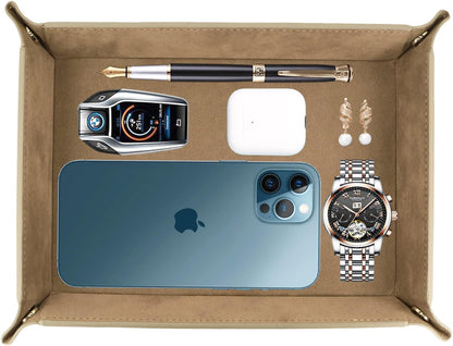 Valet Organizer - Catchall Tray for Jewelry, Wallets, Watches, Keys, Coins, Phones, Glasses - Perfect for Nightstand, Desk, Entryway