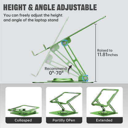 JOYEKY Laptop Stand for Desk, Adjustable Computer Stand with 360° Rotating Base, Ergonomic Laptop Riser for Collaborative Work, Foldable & Portable Laptop Stand, fits for All 10-16" Laptops (Grey)