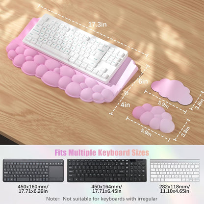 Ergonomic Wrist Rest for Keyboard and Mouse, Soft Memory Foam Cloud Keyboard Stand Pad with Wrist Rest Set, Easy Typing, Pain Relief, Comfort for Office, Work, Gaming - White