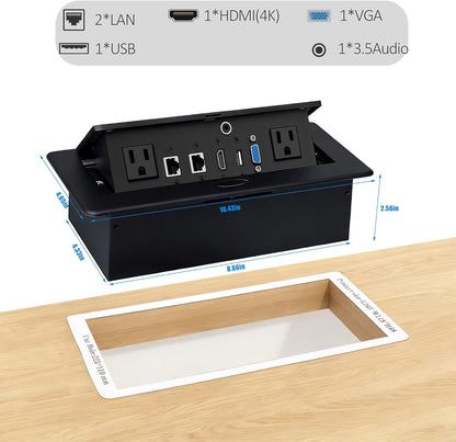 Table Pop up Power Date Center Connection Box with Outlet Network HDMI for Conference Desk