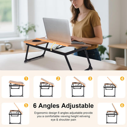 wishacc Book Stand for Reading in Bed, Laptop Stand Adjustable Book Holder Tray with Page Paper Clips Multi Angles Adjustable Cooking Bookstands for Textbook Recipe Magazine Tablet Portable