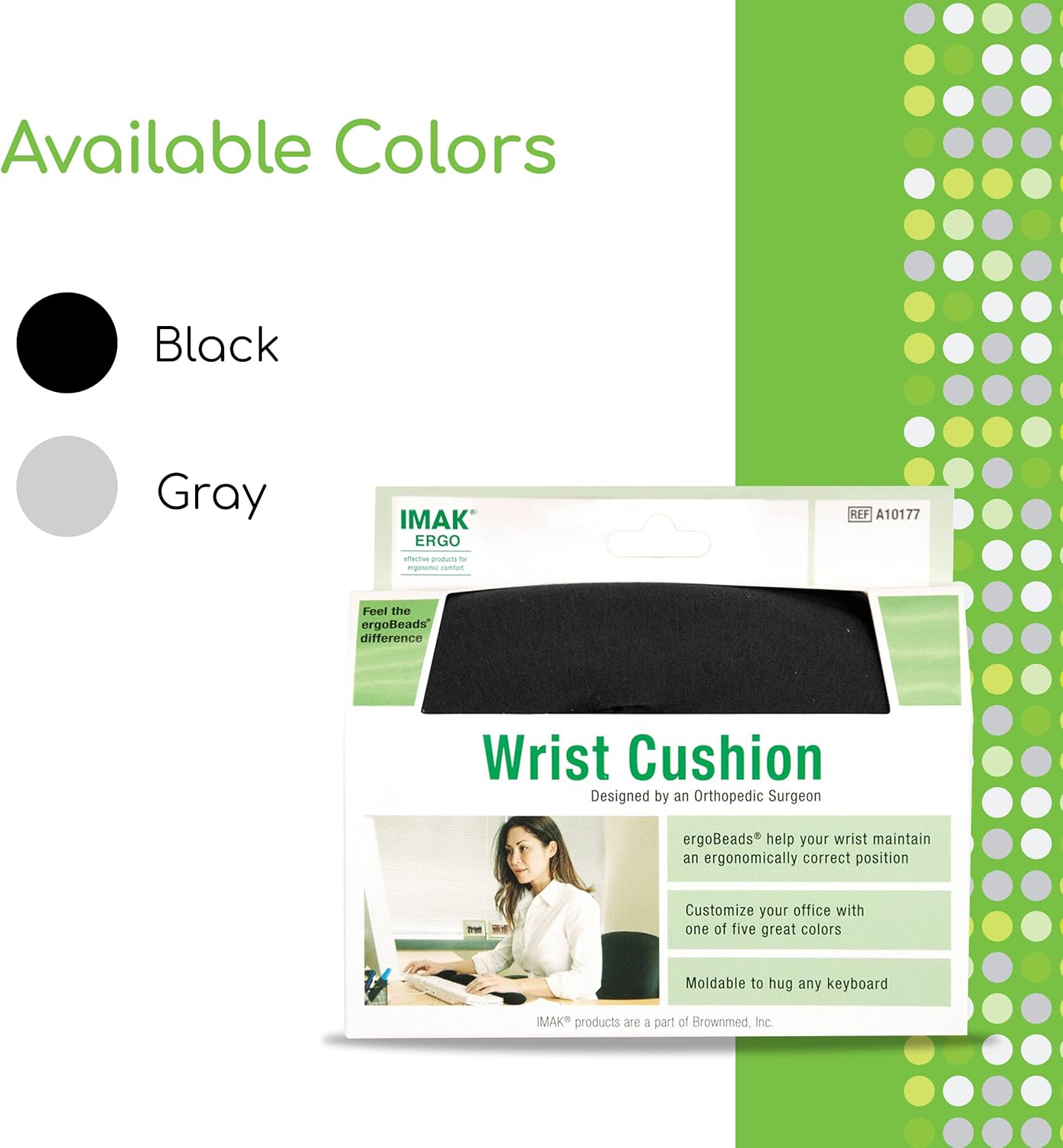 Brownmed - IMAK Ergo Wrist Cushion for Keyboard - Wrist Rest for Computer Keyboard - Comfortable Keyboard Wrist Pad - Ergonomic Wrist Support for Working, Gaming & More at Desk