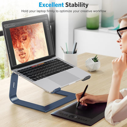 OMOTON Laptop Stand, Detachable Laptop Mount, Aluminum Laptop Holder Stand for Desk, Compatible with MacBook Air/Pro, Dell, HP All Laptops (11-16 inch), Silver