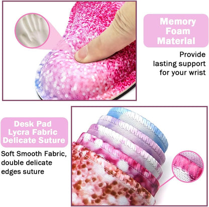 4-in-1 Large Mouse Pad, Keyboard Wrist Rest Pad & Wrist Support Mousepad Set, Extended Desk Pad Waterproof Desk Mat for Home Office Study Game