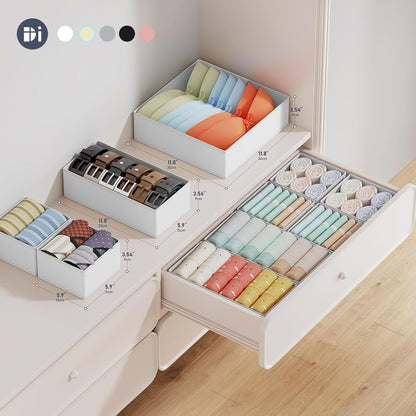 DIMJ Drawer Organizer Clothes - 20 Pack Closet Drawer Organizer Bins for Baby Clothes Storage, Fabric Dresser Organizer for Nursery Bedroom, Foldable Small Drawer Dividers for Underwear Socks