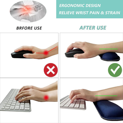 Keyboard Wrist Rest Mouse Wrist Support Set, Memory Foam Wrist Rest Pad for Computer Laptop Keyboard Mouse, Ergonomic Wrist Cushion Support for Typing Pain Relief, Gaming Home Office, Purple