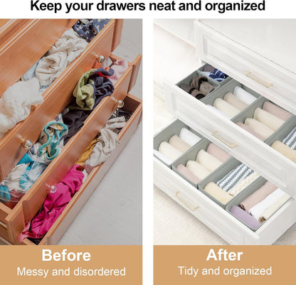 Fordonral 12 Pack Drawer Organizer Clothes, Foldable Fabric Dresser Organizer Closet Organizers and Storage Box for Underwear,Folded Clothes,Baby Clothing,Socks,Bra,Towels,Ties(12 Pack,Gray)