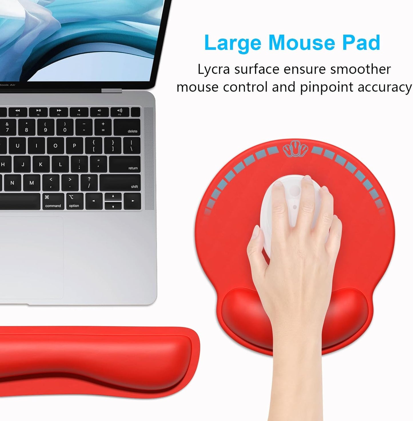 Dapesuom Keyboard Wrist Rest and Mouse Pad with Wrist Support, Cute Memory Foam Cushion for Keyboard and Mouse Set, Ergonomic Desktop Pad Rests with Non Slip Base for Easy Typing & Pain Relief, Pink