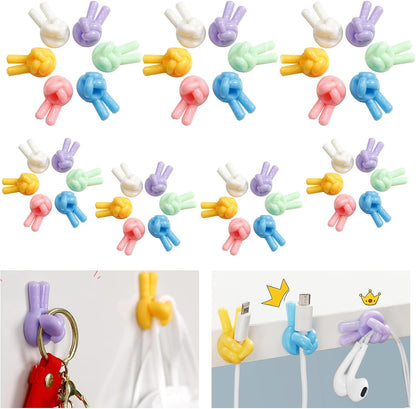 42Pcs Creative Silicone Thumb Up Wall Hook, Self Adhesive Cable Clips, Funny Cord Holders for Cables, Wall Decoration Hook Home/Office Data Cable Clip Wire Desk Organizer