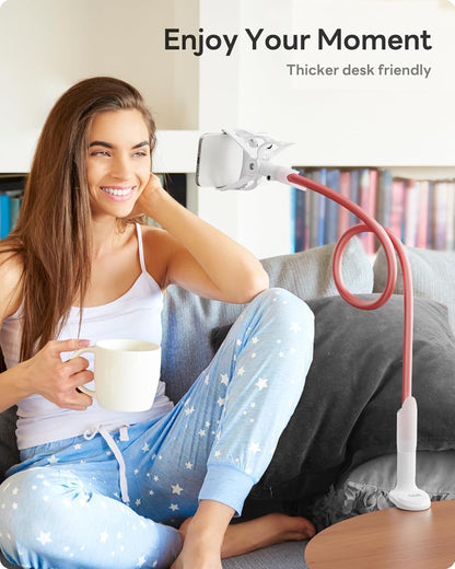 SAIJI Gooseneck Bed Phone Holder, Flexible Long Arm Phone Mount for Desk, Clip Bracket Clamp Stand, iPhone Stand, Mobile Cell Phone Stand Document Camera Nintendo Switch (Black)