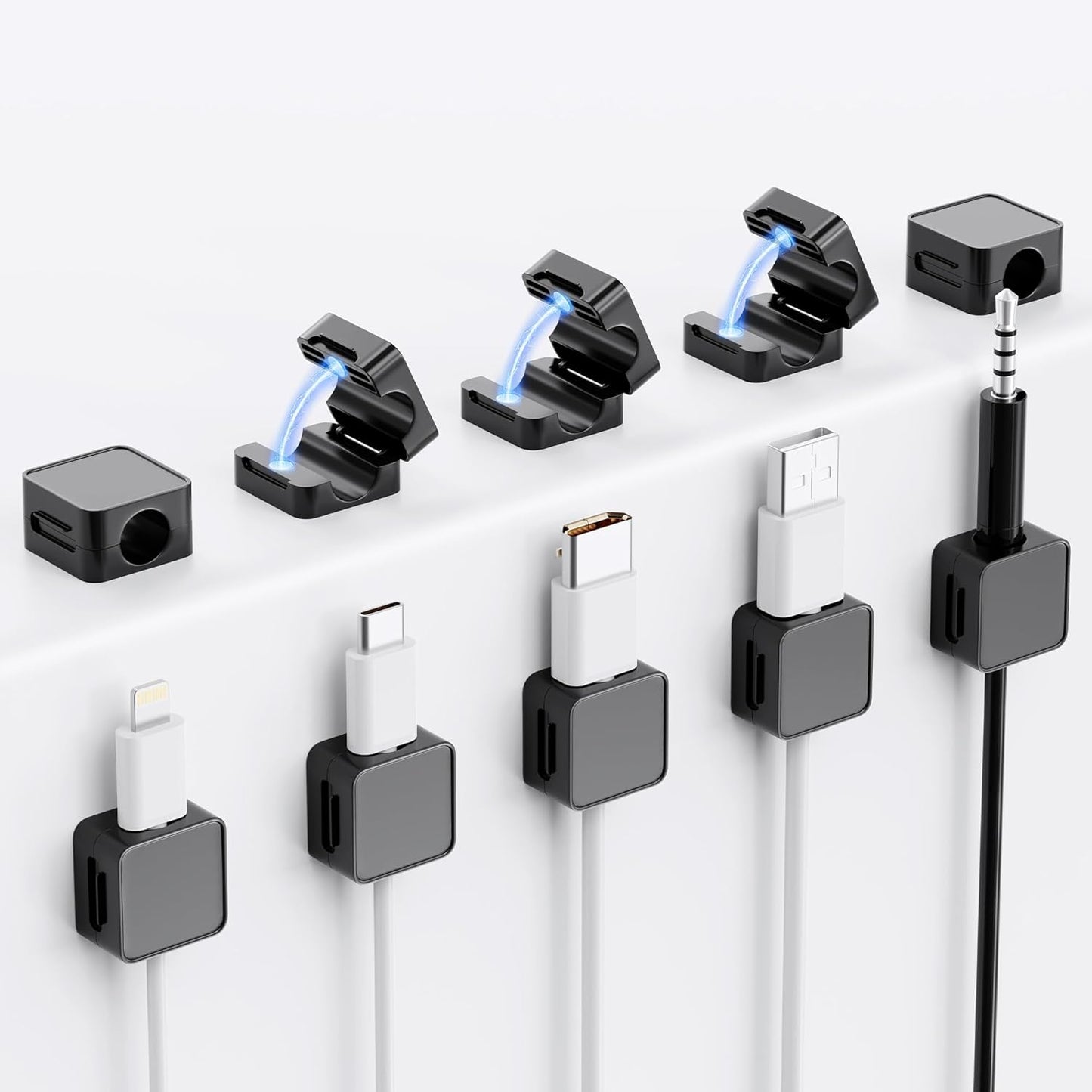20 Pack Cord Organizer Holder, Strong Adhesive Desk Cable Management Magnetic Easy Open,Organize Phone Charging Cords Wire Holder Organizer Neatly for Home,Office,Car,Desk,Nightstand