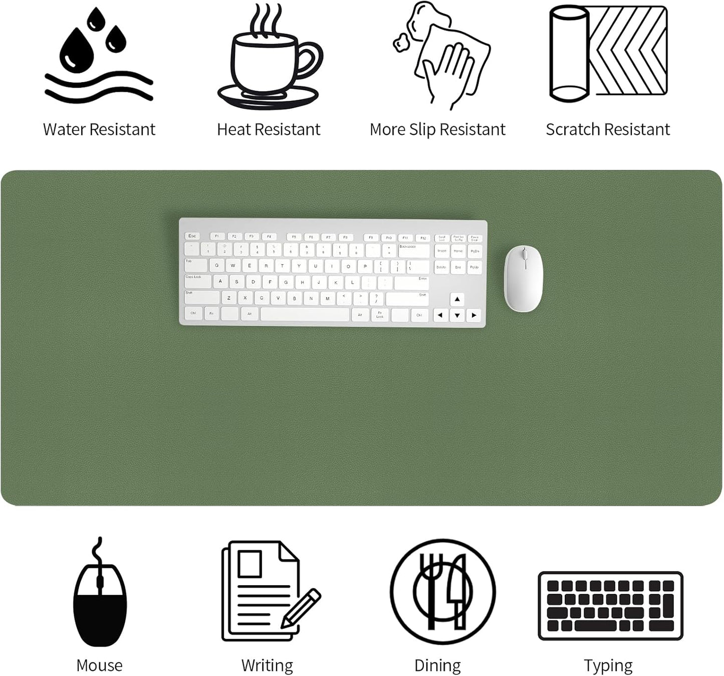 Bloss Leather Desk Pad and Keyboard Wrist Rest, Large Mouse Pad + Keyboard Pad+Mouse Wrist Support, Non-Slip Desk Mat Protector for Office, Home(31.5×15.7 Inches,Beige)