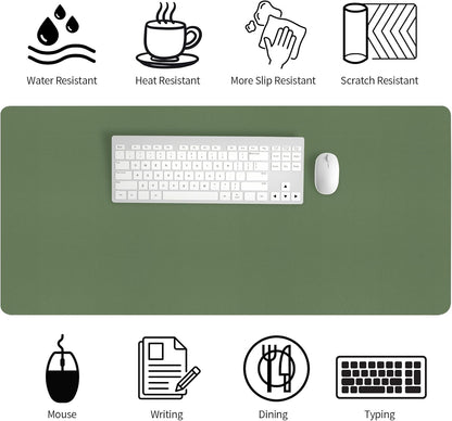 Bloss Leather Desk Pad and Keyboard Wrist Rest, Large Mouse Pad + Keyboard Pad+Mouse Wrist Support, Non-Slip Desk Mat Protector for Office, Home(31.5×15.7 Inches,Beige)