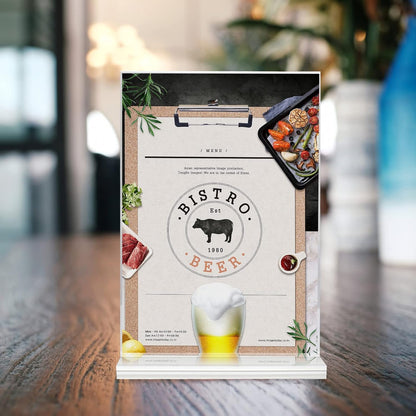 Lechay 3 Pack Acrylic Sign Holder, 8.5 x 11 inches Clear Table Menu Display Stand Desktop Display Stand Paper Holder Table Top Sign Holder Suitable for Restaurants, Office, Home, Store
