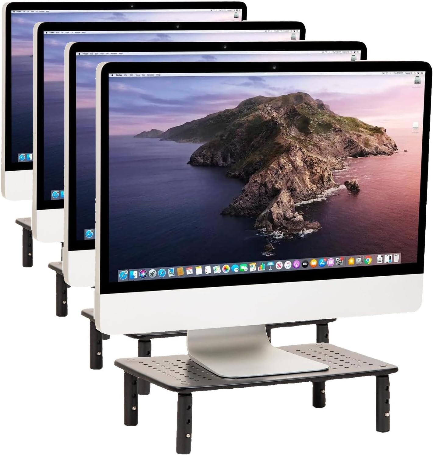Mind Reader Monitor Stand, Height Adjustable, Ventilated Laptop Riser, Office, Metal, 14.5"L x 9.25"W x 5.5"H, Black