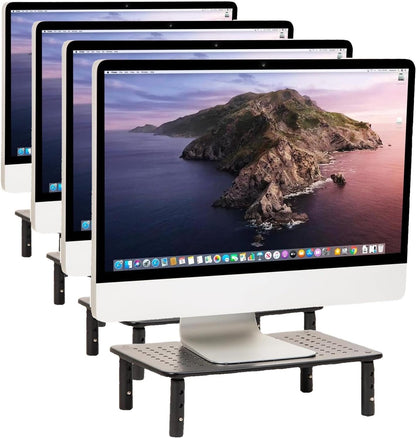 Mind Reader Monitor Stand, Height Adjustable, Ventilated Laptop Riser, Office, Metal, 14.5"L x 9.25"W x 5.5"H, Black