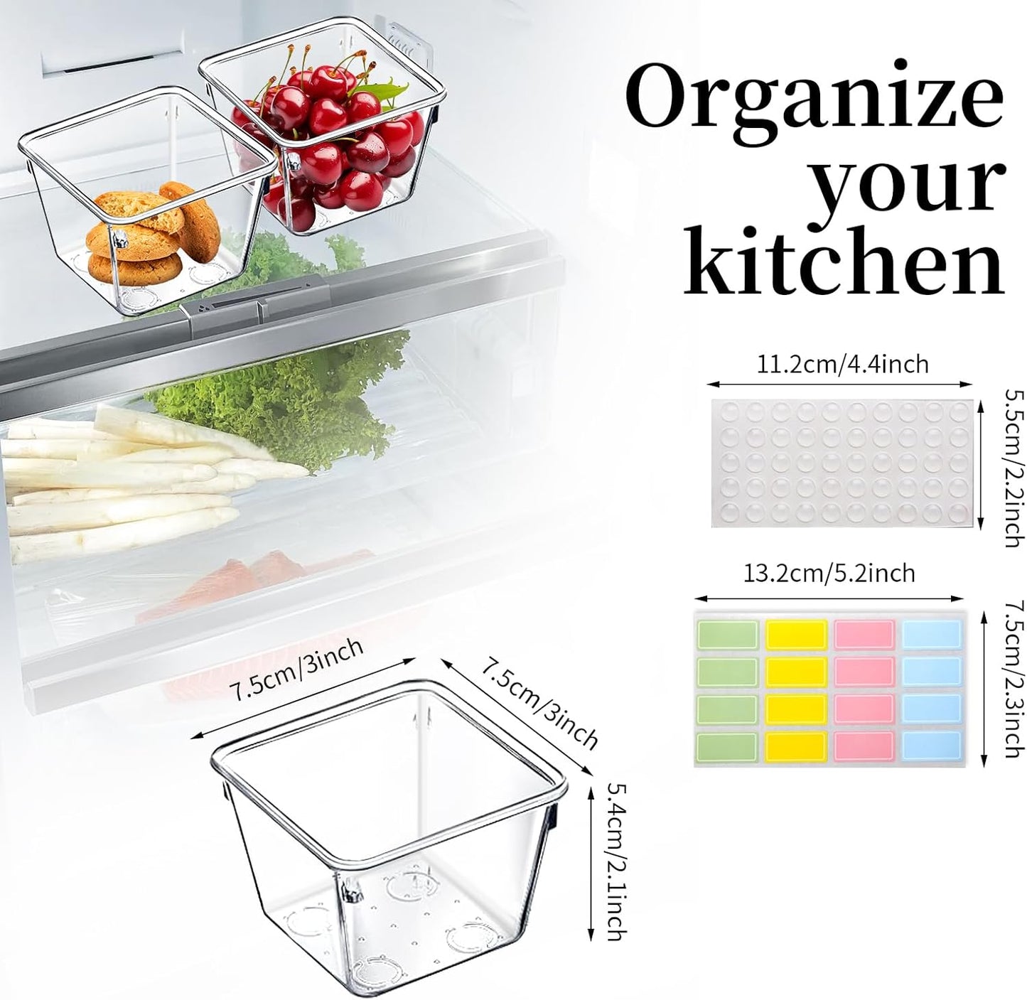 25 Pcs Clear Drawer Organizers 3 x 3 x 2 Inch Stackable Makeup Storage Bins Clear Container Dividers Small Vanity Desk Drawer Organizers for Kitchen Bedroom Office