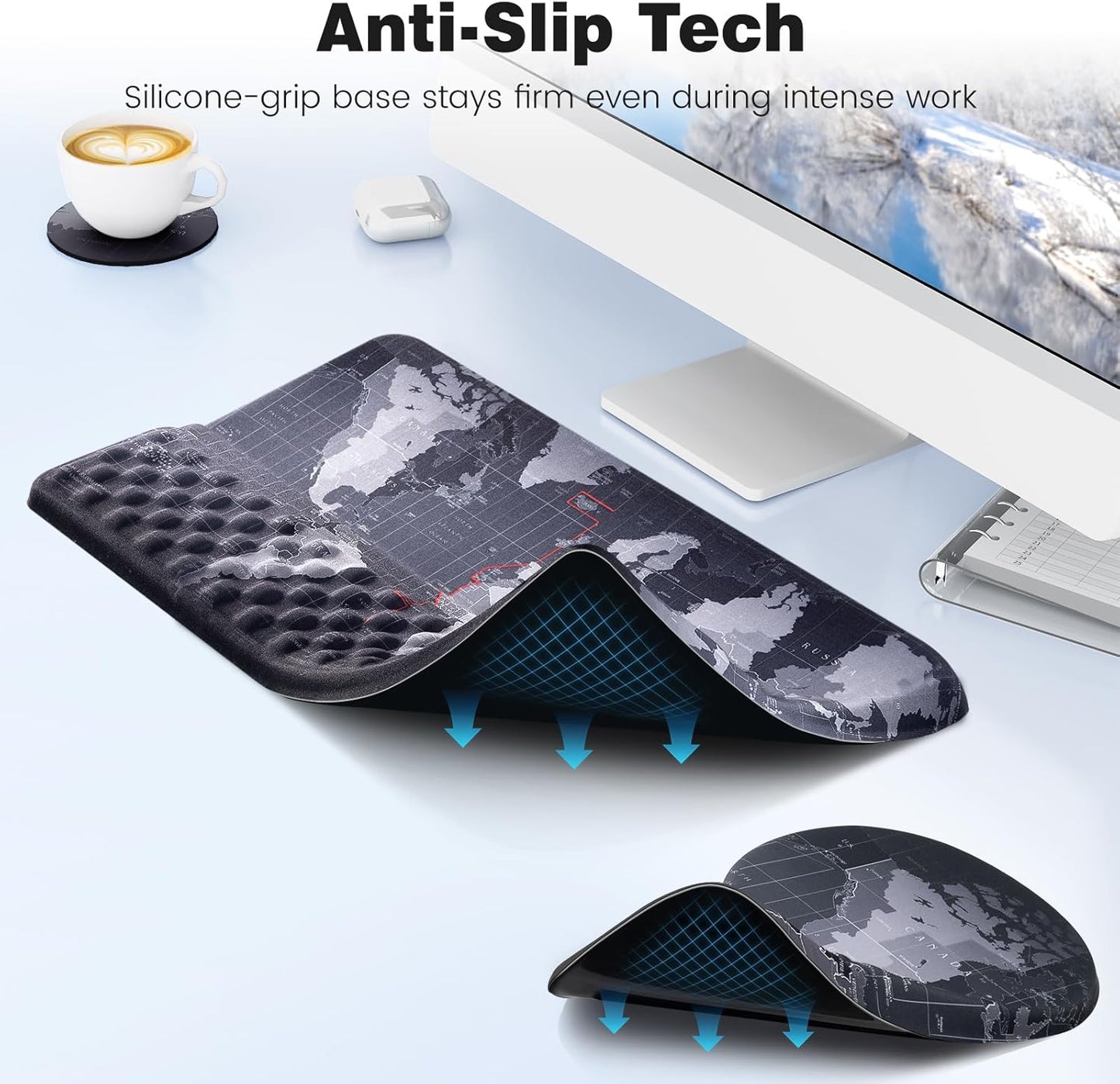 Ospelelf Ergonomic Mouse Pad and Keyboard Stand Wrist Rest Set, Memory Foam Comfort, Pain Relief for Typing, Office Desk Accessories, Moonlit Blossoms