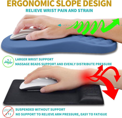 Hokafenle 2 in 1 Ergonomic Mouse Pad Wrist Support & Wrist Rest for Computer Keyboard Set, with Relieve Carpal Tunnel Pain Massage Bulge and Full Memory Gel Design (2In1 Set, Light Green)