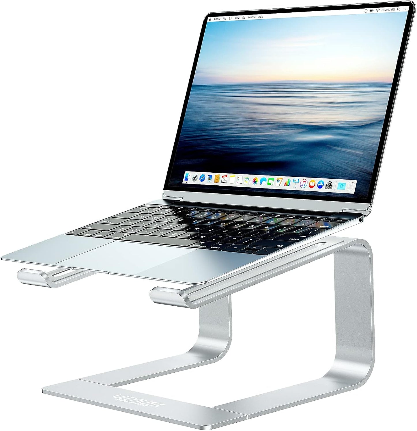 Urmust Adjustable Laptop Stand for Desk Aluminum Computer Stand for Laptop Riser Holder Notebook Stand Compatible with MacBook Air Pro Ultrabook All Laptops 11-17 inch (Black)