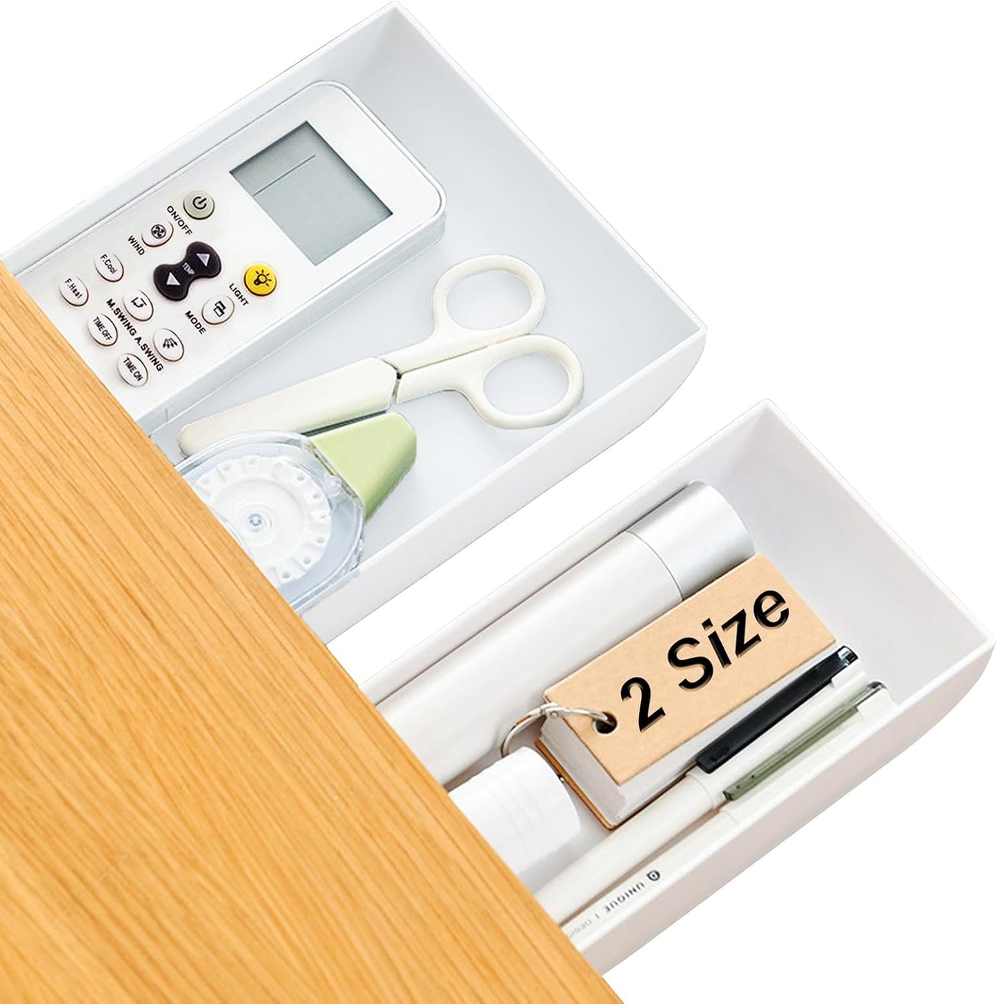 2 Packs Under Desk Drawers, Slide Out Drawer Attachment, Plastic Desk Accessories & Workspace Organizers, Self-Adhesive Hidden Desktop Pen Holder for Office School Home (Black)