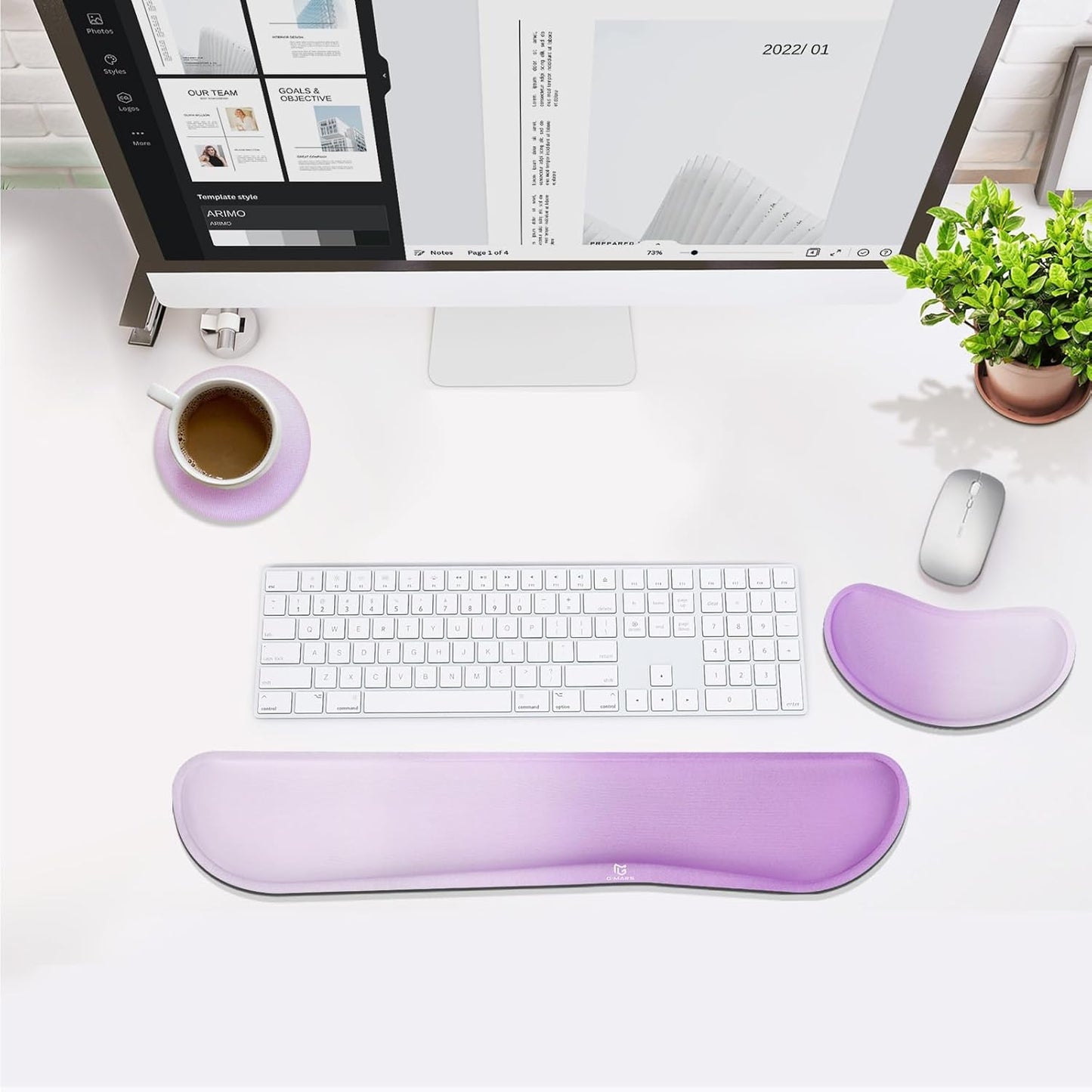 Gimars Upgrade Enlarge Silky and Superfine Fabric Gel Memory Foam Keyboard Wrist Rest Set, Ergonomic Keyboard Mouse Wrist Support for Typing Pain Relief, Comfort for Office, Gaming, Computer