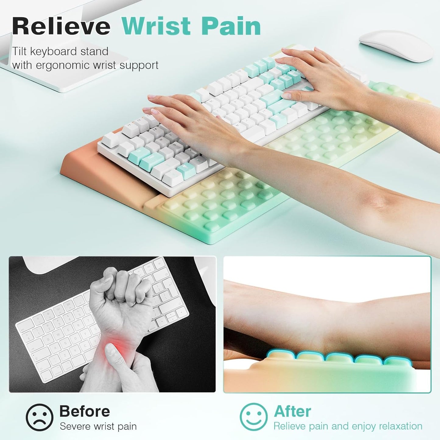 Ospelelf Keyboard Wrist Rest, Comfortable Ergonomic Keyboard Stand Riser Holder for Office Home