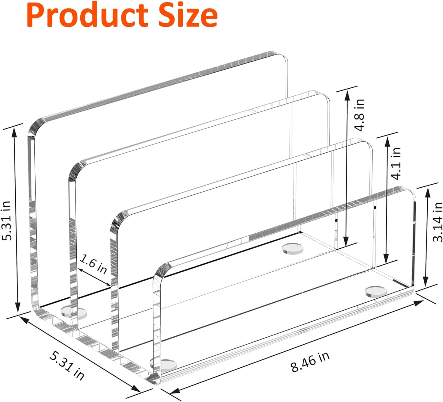 FUCDTEFC Desk Mail Organizer, 2 Section Clear Acrylic File Holder Letter Organizer, Vertical Lightweight Modern Envelope Holder Desk Accessories & Workspace Organizers for Office, Home, School