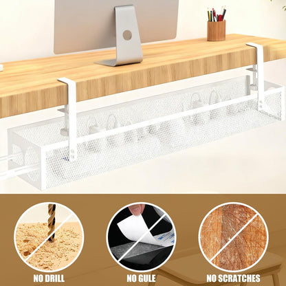 Under Desk Cable Management 27 inches Metal Cord Organizer No Drill Wire Management and Cord Organizer for Home Office Standing Desk