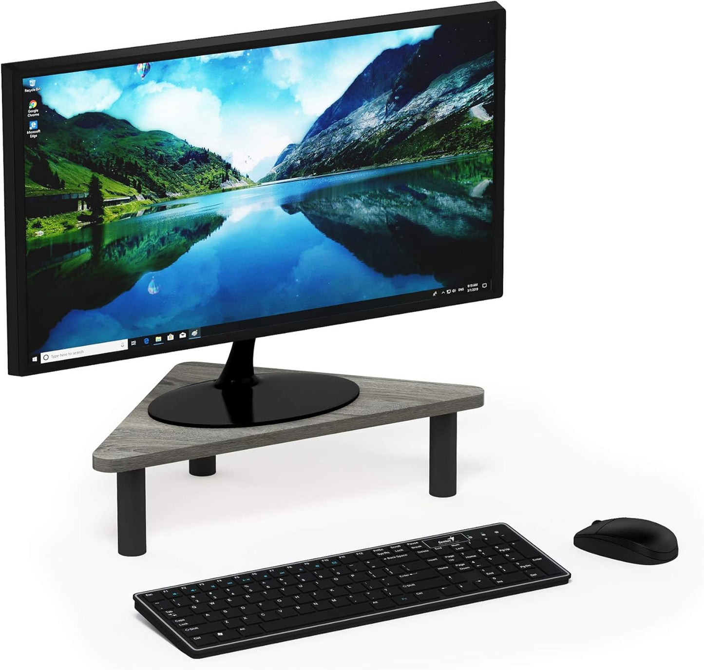 Furinno Turn-N-Tube Corner Monitor Riser Stand with Stainless Steel Tubes, Americano
