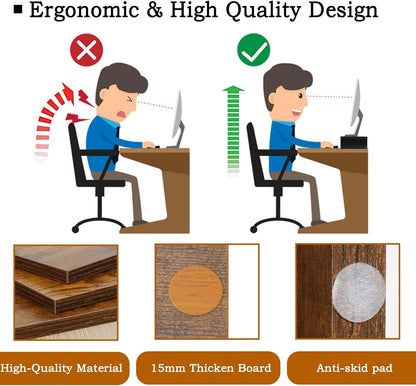 TEAMIX Wood Monitor Stand Riser-2 Pack, 2 Tier Adjustable Monitor Stand Dual Monitor Riser for 2 Monitors/Laptop/PC Black Computer Stand for Desk