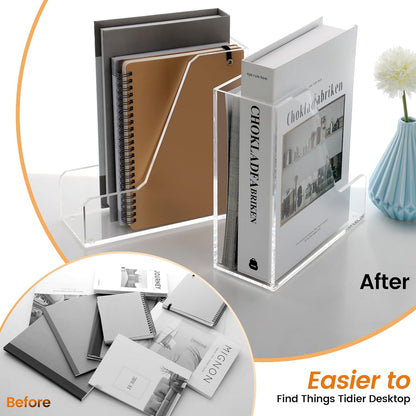 Magazine Holder, Clear Acrylic Magazine Rack, File Organizer for Office Desk, Book Organizer,-One-Piece-3 Vertical spaces,1 pack (B5)……