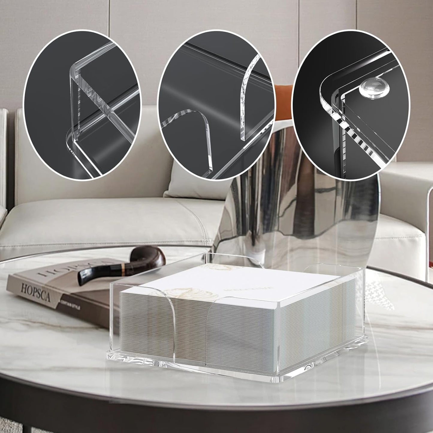 Transparent Acrylic Napkin Holder Clear Guest Paper Disposable Hand Towel Dispenser Tray Organizer For Table Home Kitchen Restaurant and Hotel Business