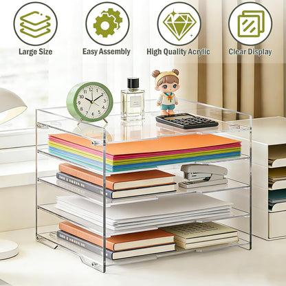 KKU 5 Tier Clear Acrylic Desk Organizer, Letter Tray Paper File Desk Organizer and Accessories For Office Supplies