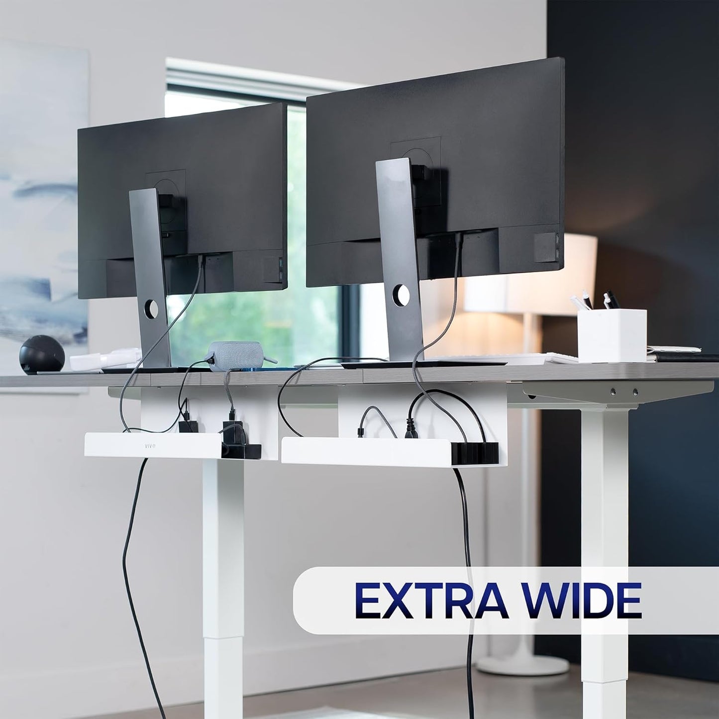 VIVO Under Desk 17 inch Cable Management Trays, Power Strip Holders, Cord Organizers, Wire Tamers for Office and Home, Black, 2 Pack, DESK-AC06-2C