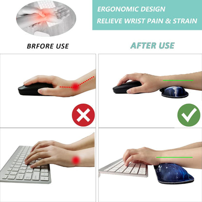 Keyboard Wrist Rest Mouse Wrist Support Set, Memory Foam Wrist Rest Pad for Computer Laptop Keyboard Mouse, Ergonomic Wrist Cushion Support for Typing Pain Relief, Gaming Home Office, Purple