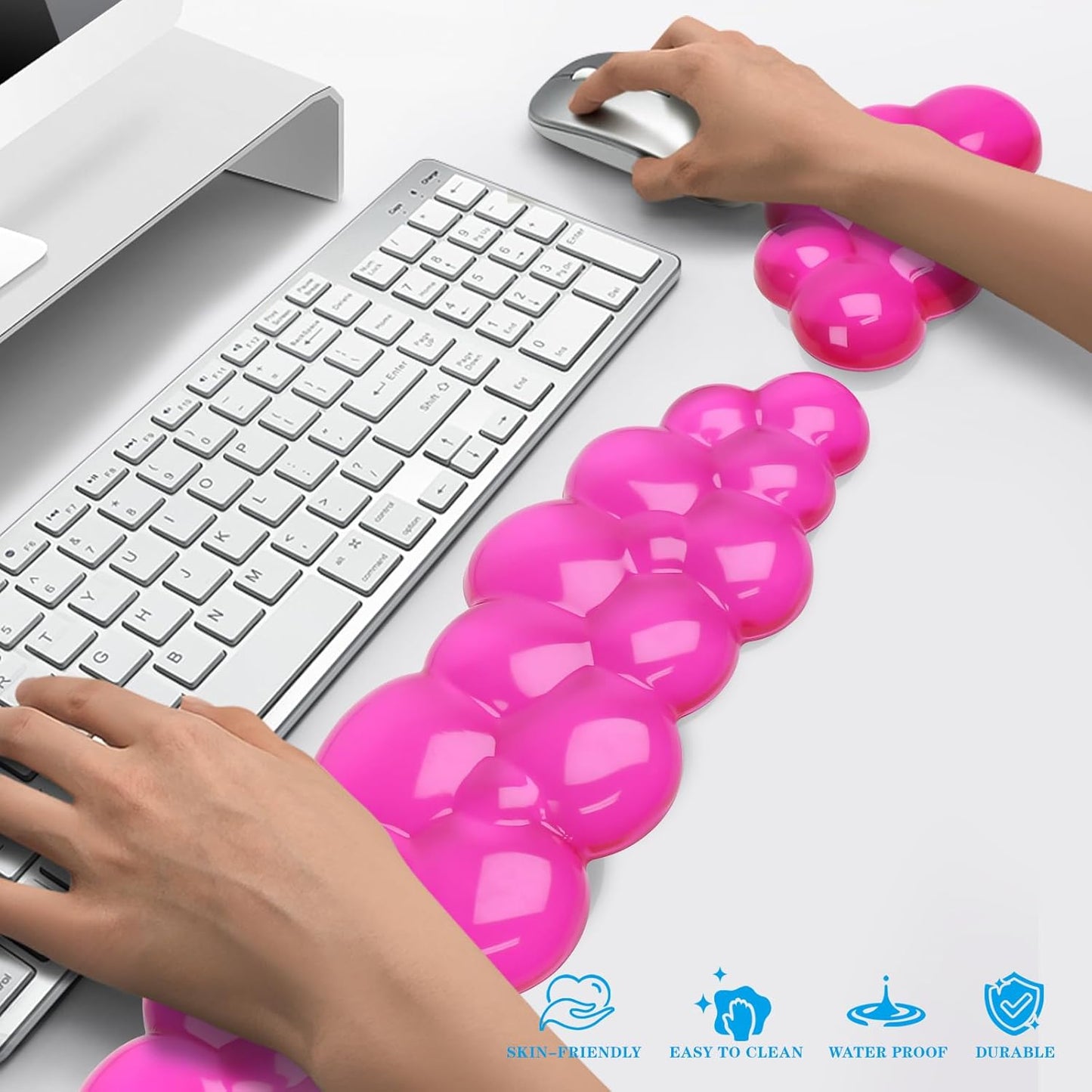 Gel Cloud Keyboard and Mouse Wrist Rest, Cute Wrist Support and Arm Support Keyboard Rest for Keyboard and Mouse Typing Pain Relief，Suitable for Office/Computer/Laptop/Gaming (Pink)