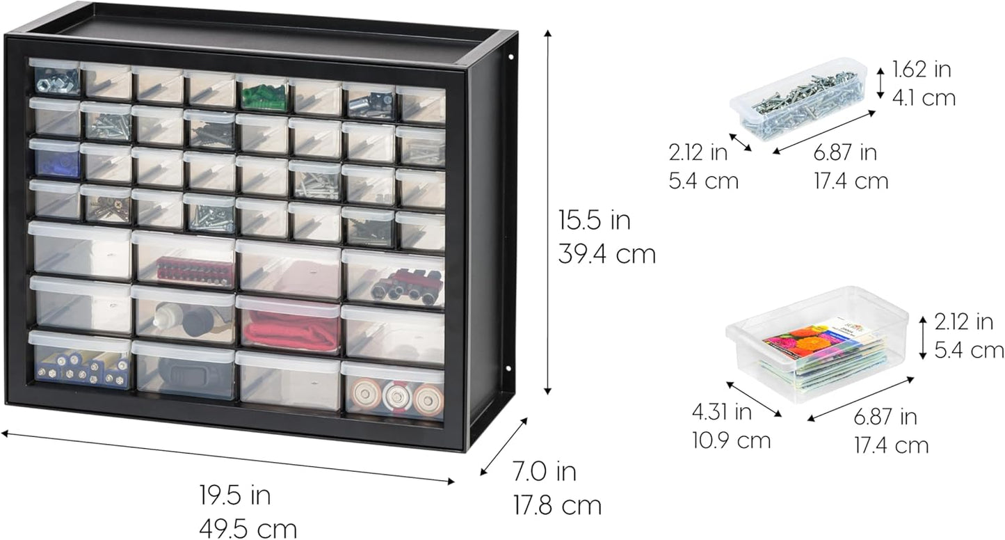 IRIS USA Small Parts Storage Cabinet, Made in USA, 64-Drawer Organizer Chest for Hardware, Screws, Nuts & Bolts, Charms, Beads, Craft Supplies, Scrapbook & Hobby Storage, Teacher Toolbox – White