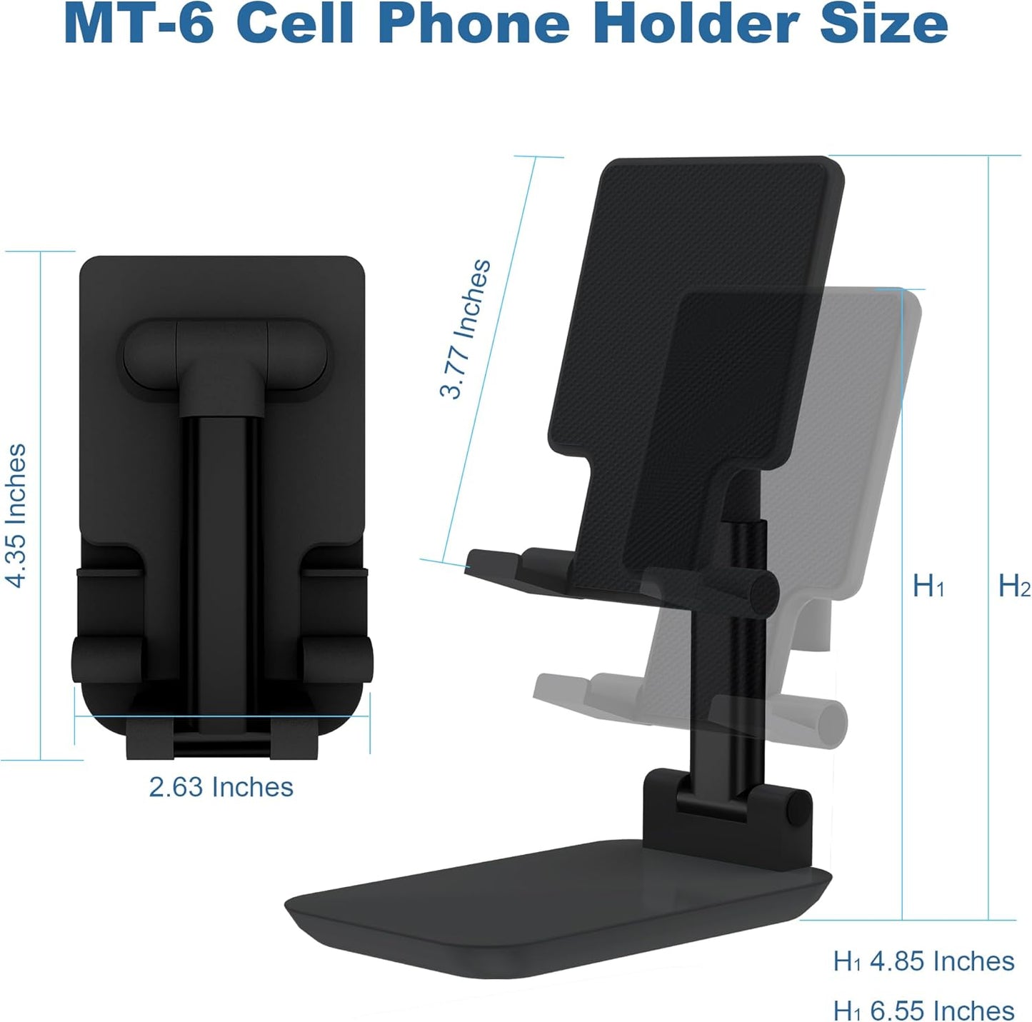 Cell Phone Stand,Adjustable Angle Height Phone Stand for Desk,Fully Foldable/Portable Phone Holder with Silicon Pad for iPhone 16/15/14/13/12/Smartphones,All Mobile Phones (Green)
