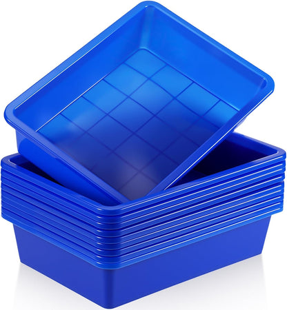 Hoteam 10 Pcs Flat Storage Organizer Tray Bin Paper Tray for Classroom Plastic Stackable File Organizer for School Office Teacher Book Organization(Clear,13.78 x 9.84 x 3.15 Inch)
