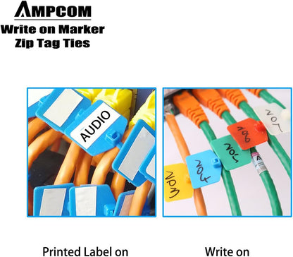 AMPCOM Nylon Cable Zip Ties with Marker, Self-Locking Written-on Cable Mark Ties 4.72 in - 5 Colors/ 100PCS