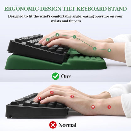 Computer Keyboard Stand Pad with Wrist Rest, Ergonomic Comfy Tilted Keyboard Stand Riser Holder Pad for Office Home (Black)