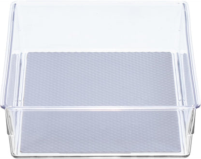 Glad Drawer Organizer Bin, 15x9 - Divided Clear Plastic Storage Tray for Junk Drawers, Kitchen Utensils, Bathroom Vanity, and Organizing Pantry - BPA Free, Food Safe, Non Slip