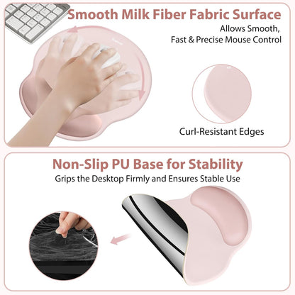 Sushret Mouse Pad and Keyboard Wrist Rest, 3-in-1 Gel Memory Foam Ergonomic Mouse Pad with Wrist Rest Set,Gaming Mousepad Arm Cushion Support for Computer Office Desk Accessories Cute Setup,Sage Green