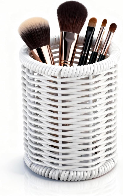 Clear Acrylic Cotton Swab Ball Holder Qtip Organizer with Lid 2-Grid Canister for Make Up Pads, Floss Picks, Vanity Storage,Bath Salts, Cosmetics, Home Bathroom Decor (DP004)